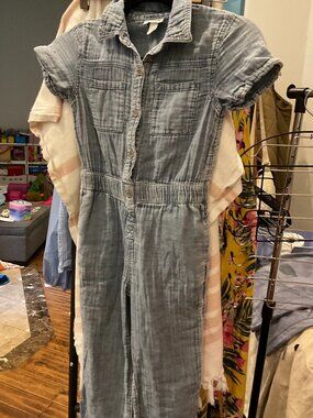 Cat & Jack Girls Chambray Denim Jumpsuit | Size S (6/7)